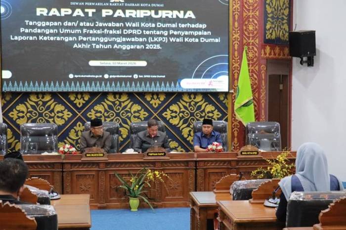 Wawako Dumai Sampaikan Tanggapan dan Jawaban atas Pandangan Umum Fraksi-Fraksi Terkait LKPJ 2025 di DPRD