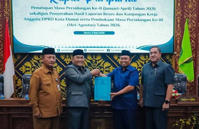 Paripurna Penutupan Masa Persidangan II Tahun 2026, Wawako Dumai Terima Laporan Hasil Reses dan Kunker DPRD Dumai