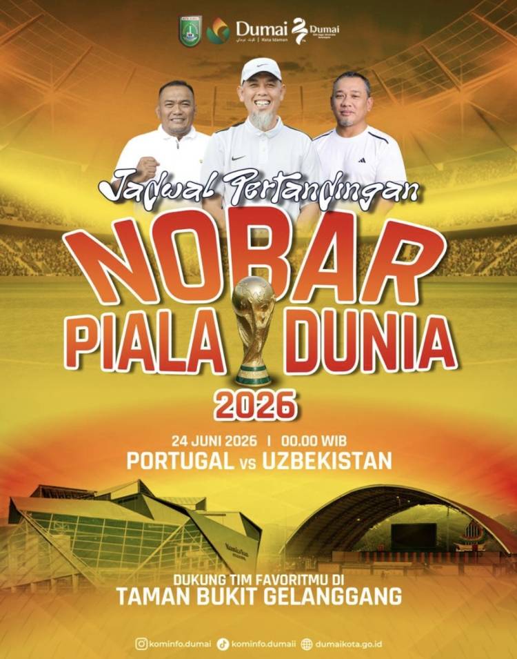 Tindaklanjuti SE Mendagri, Pemko Dumai Gelar Nobar Piala Dunia 2026 di Taman Bukit Gelanggang