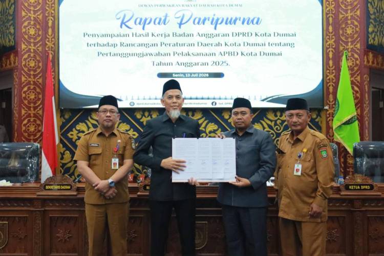 Sinergi Pemko dan DPRD, Ranperda Pertanggungjawaban Pelaksanaan APBD Dumai TA 2025 Resmi Disetujui Bersama