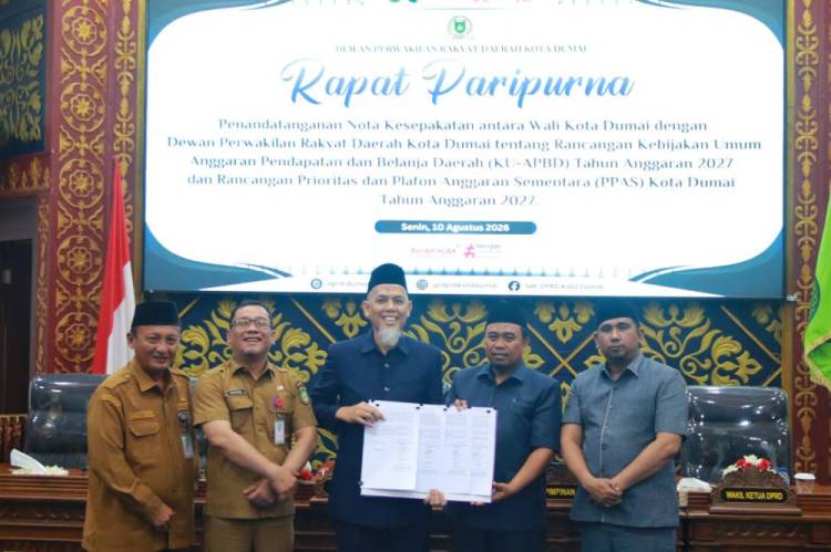 Pemko dan DPRD Kota Dumai Sepakati Nota KUA-PPAS TA 2027 dalam Rapat Paripurna