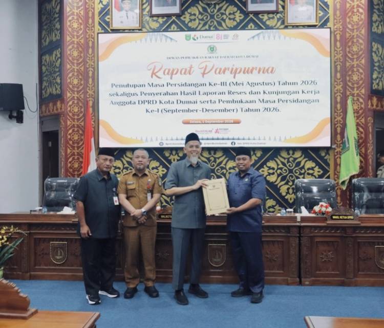 Wako H. Paisal Hadiri Rapat Paripurna DPRD Dumai, Tutup Masa Persidangan III dan Buka Masa Persidangan I Tahun 2026