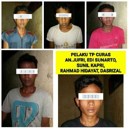 5 Komplotan Begal tak Berkutik Saat Dibekuk Polres Rohul